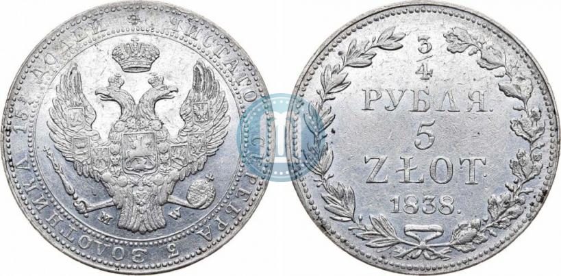 Picture 3/4 roubles - 5 złotych 1838 year MW 