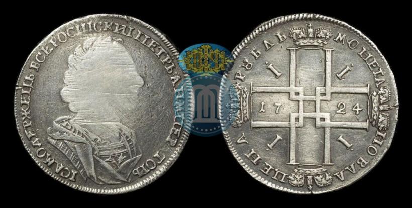 Фото 1 рубль 1724 года  "Портрет в античных доспехах"