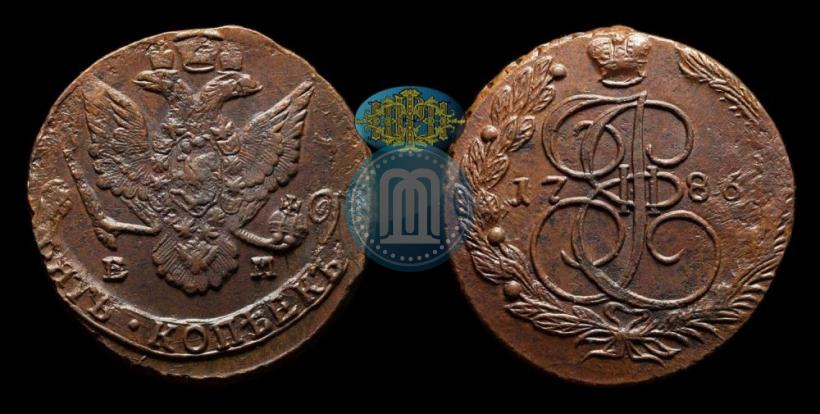 Picture 5 kopecks 1786 year ЕМ 