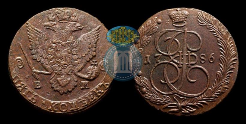 Фото 5 копеек 1786 года ЕМ 