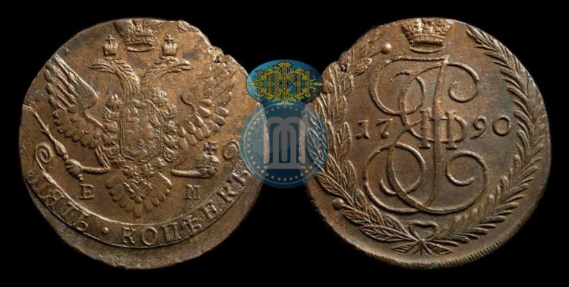 Picture 5 kopecks 1790 year ЕМ 