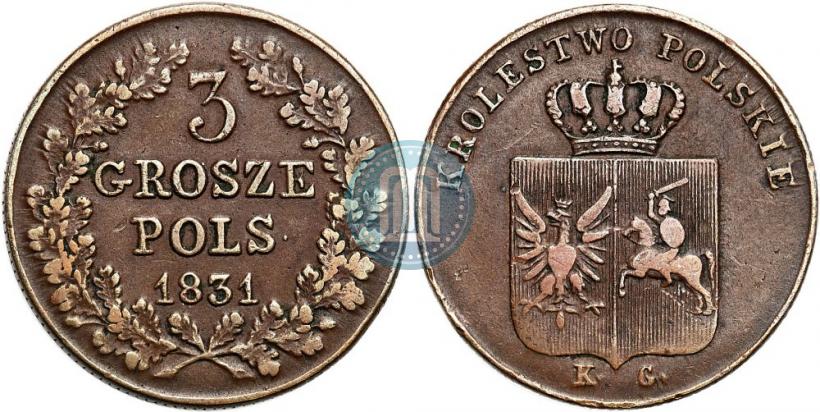 Фото 3 гроша 1831 года KG "Польское восстание"