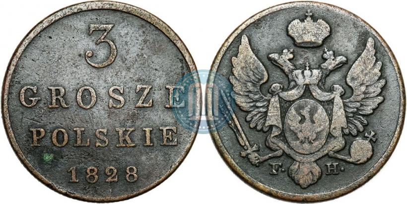 Фото 3 гроша 1828 года FH 