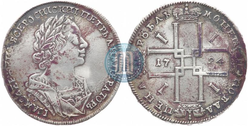 Фото 1 рубль 1724 года OK "Портрет в античных доспехах"