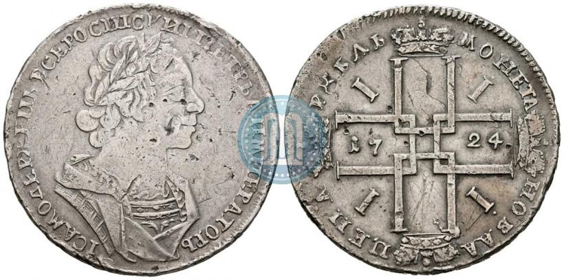 Фото 1 рубль 1724 года  "Портрет в античных доспехах"