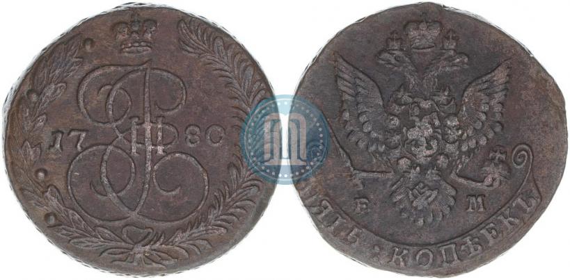 Picture 5 kopecks 1780 year ЕМ 