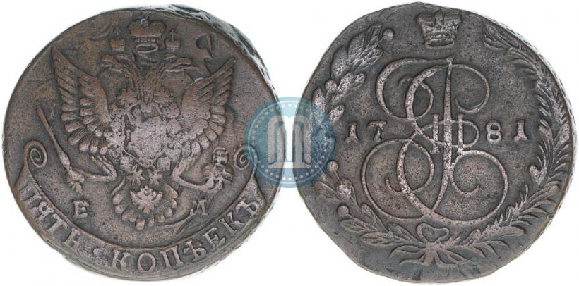 Picture 5 kopecks 1781 year ЕМ 
