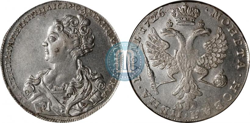 Фото 1 рубль 1726 года  "Московский тип, портрет влево"