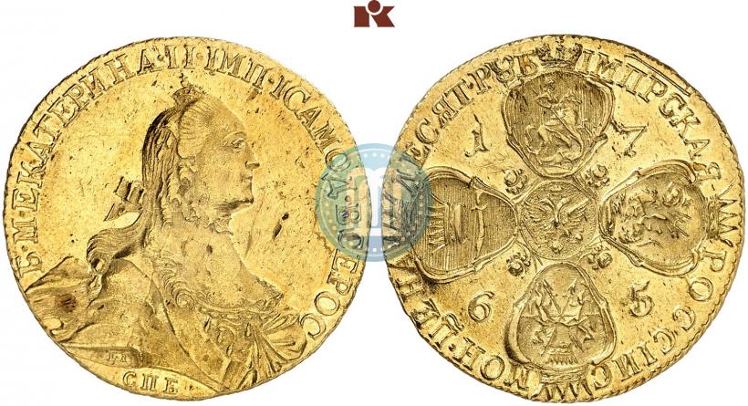 Picture 10 roubles 1765 year СПБ 