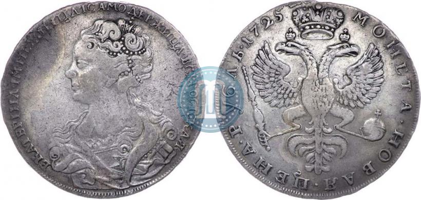 Picture 1 rouble 1725 year  "Moscow type, portrait turned to the left"