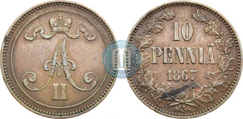 Picture 10 pennia 1867 year  