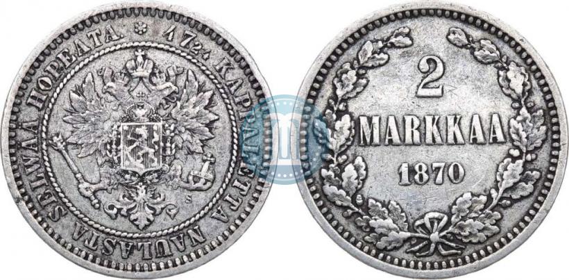 Picture 2 markkaa 1870 year S 