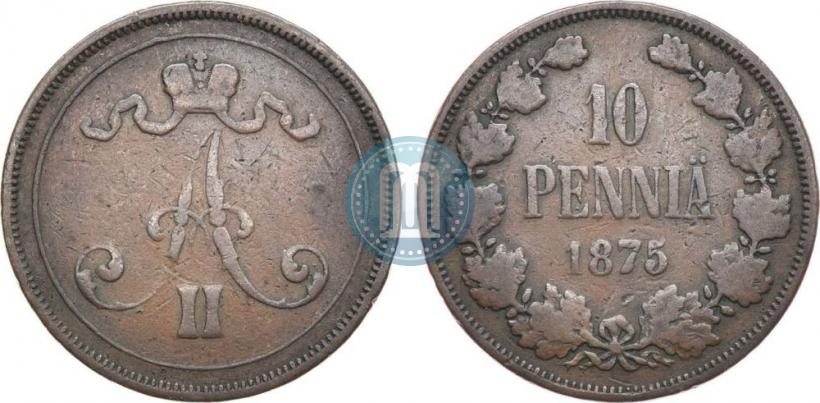 Фото 10 пенни 1875 года  