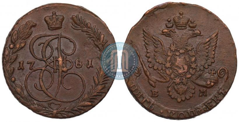Picture 5 kopecks 1781 year ЕМ 