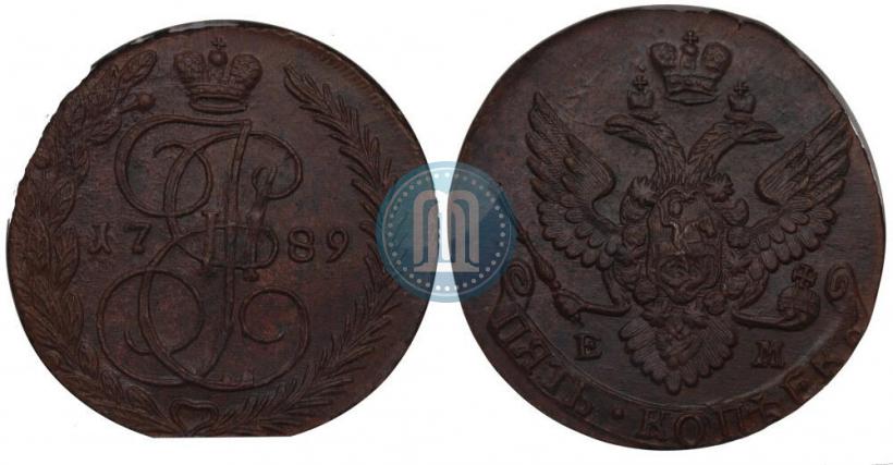 Picture 5 kopecks 1789 year ЕМ 
