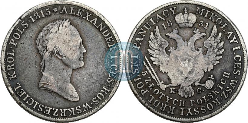 Picture 5 złotych 1831 year KG 