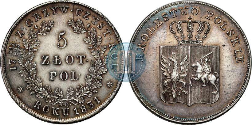 Picture 5 złotych 1831 year KG "Polish uprising"