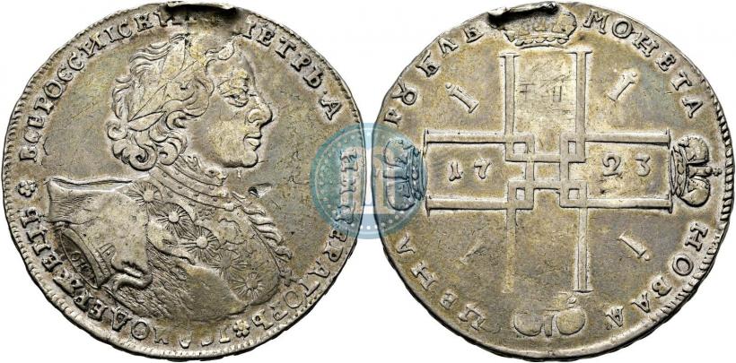 Фото 1 рубль 1723 года OK "Портрет в горностаевой мантии"