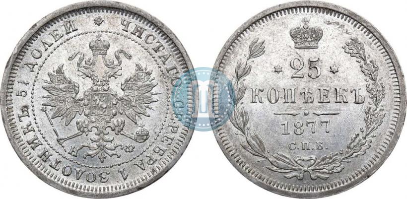 Фото 25 копеек 1877 года СПБ-НФ 