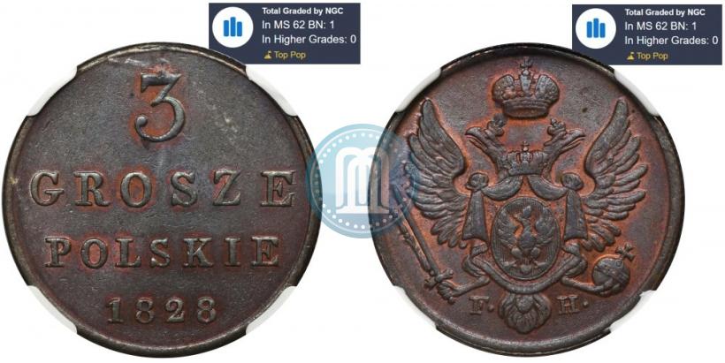 Picture 3 grosze 1828 year FH 