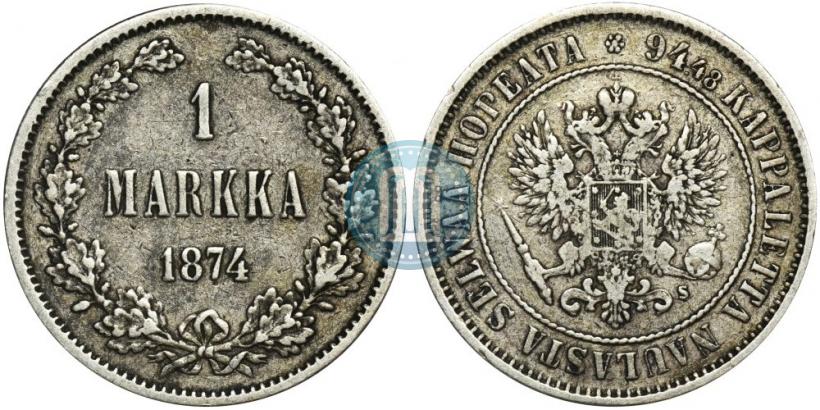 Picture 1 markka 1874 year S 