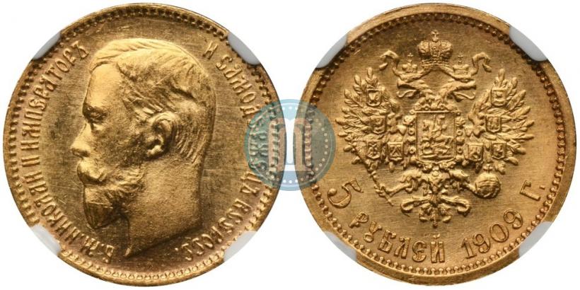 Picture 5 roubles 1909 year (ЭБ) 