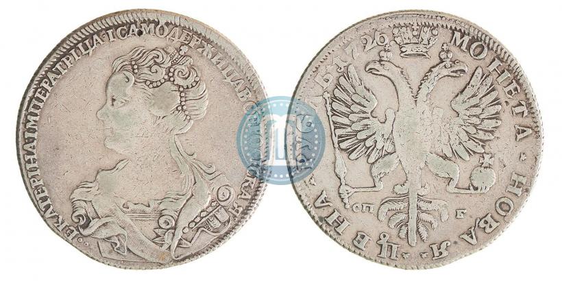Picture 1 rouble 1726 year СПБ "Petersburg type, portrait turned to the left"