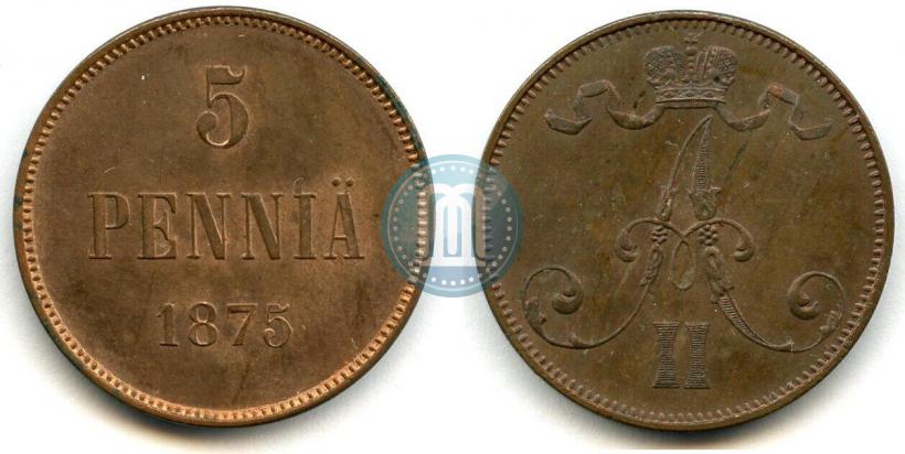 Picture 5 pennia 1875 year  