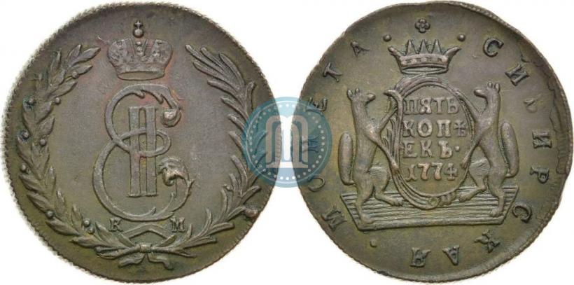 Фото 5 копеек 1774 года КМ 