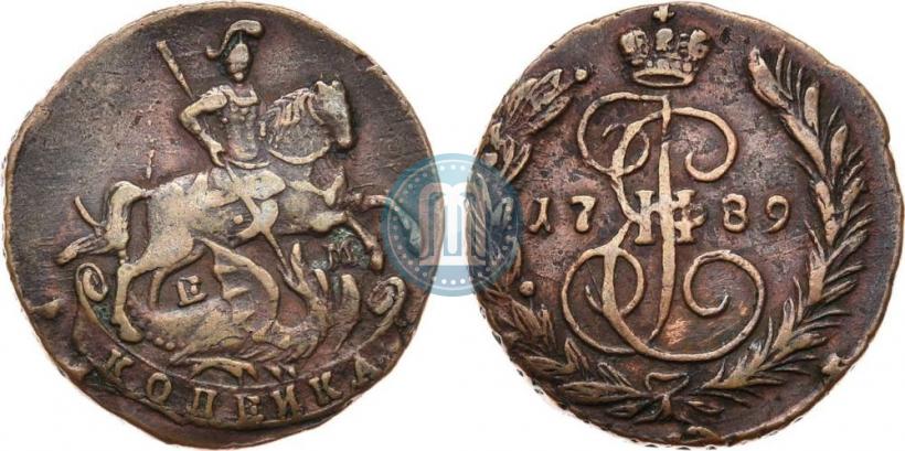 Picture 1 kopeck 1789 year ЕМ 