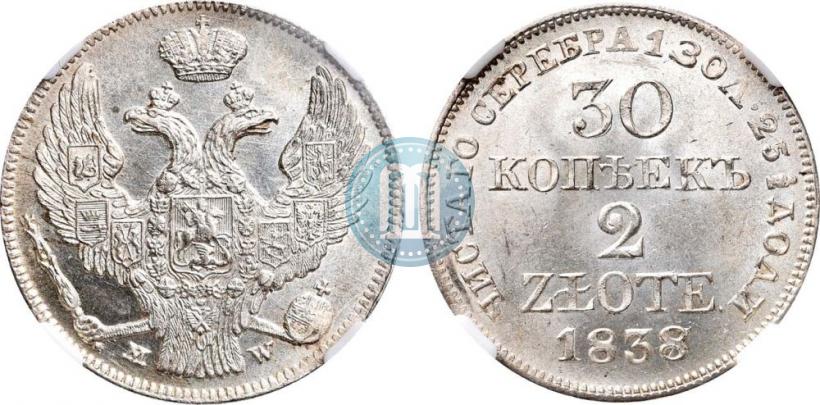 Picture 30 kopecks - 2 złotych 1838 year MW 