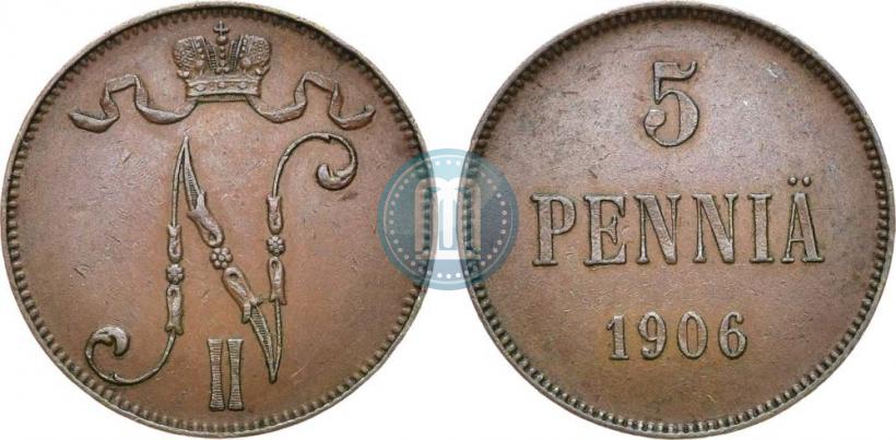 Picture 5 pennia 1906 year  