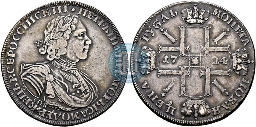 Picture 1 rouble 1724 year СПБ "Sun rouble, portrait in armour"