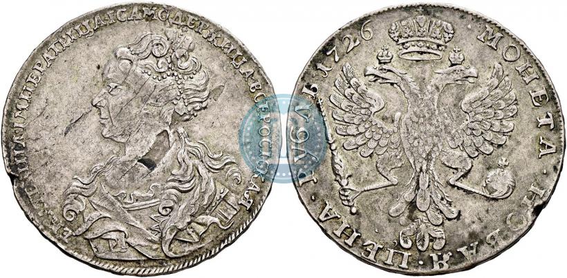 Picture 1 rouble 1726 year  "Moscow type, portrait turned to the left"
