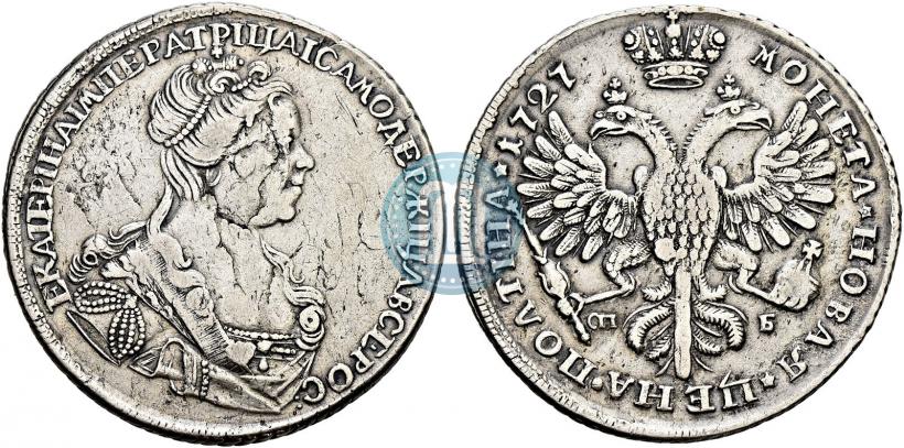Picture Poltina 1727 year СПБ "Petersburg type, portrait turned to the right"