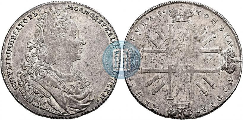 Picture 1 rouble 1727 year  "Monogram on the reverse. Pattern"
