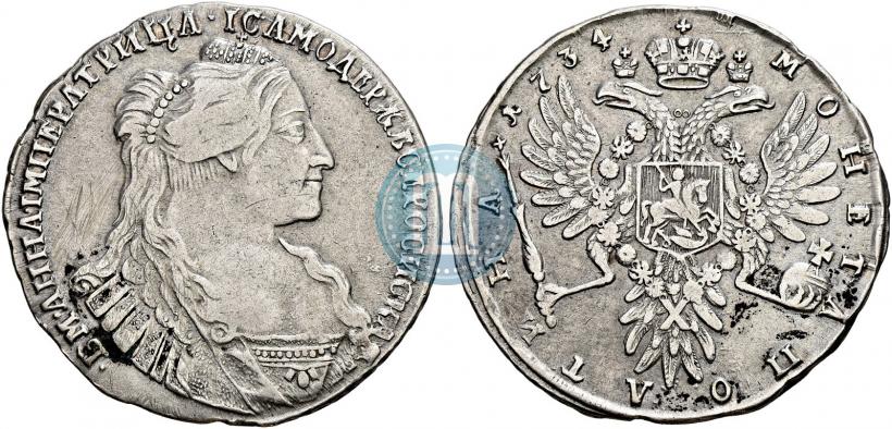 Фото Полтина 1734 года  "Тип 1735 года"