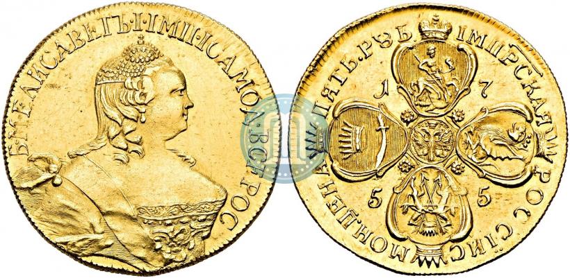 Фото 5 рублей 1755 года  