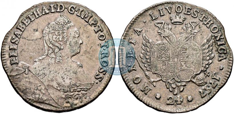 Picture 24 kopecks 1757 year  "For Livonia"