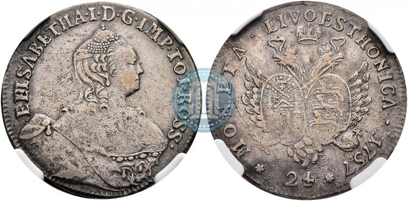 Picture 24 kopecks 1757 year  "For Livonia"
