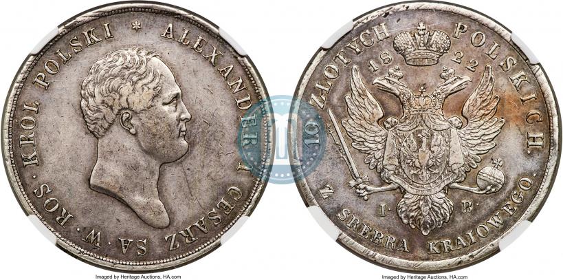 Picture 10 złotych 1822 year IB 