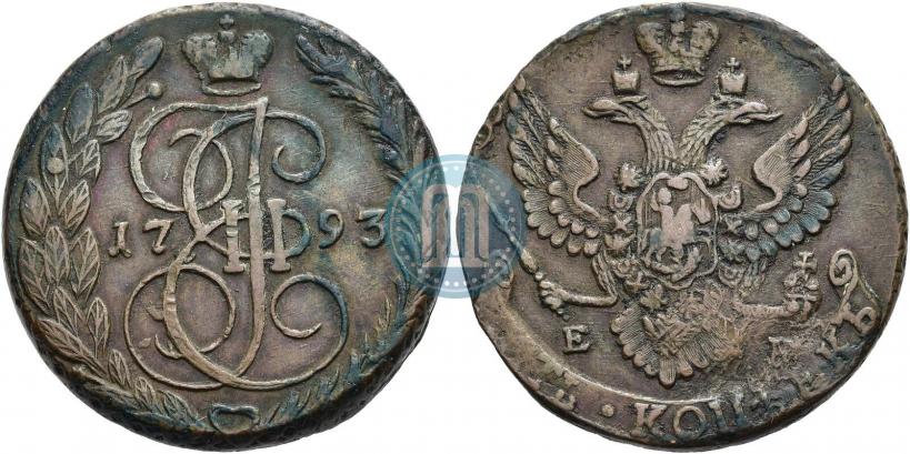 Picture 5 kopecks 1793 year ЕМ "Paul's restrike"