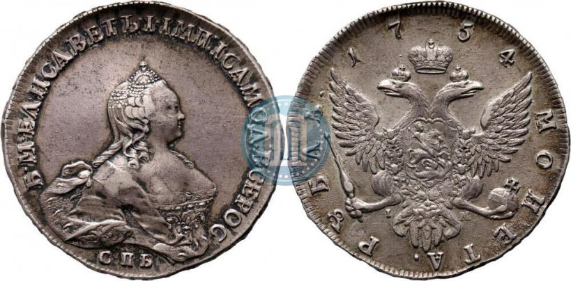 Picture 1 rouble 1754 year СПБ-IМ "Portrait by Benjamin Scott"