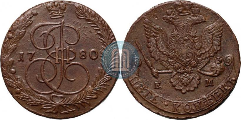 Picture 5 kopecks 1780 year ЕМ 
