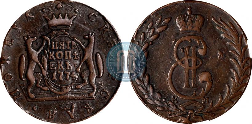 Picture 5 kopecks 1774 year КМ 