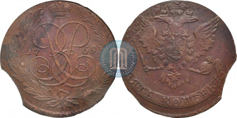 Picture 5 kopecks 1759 year  