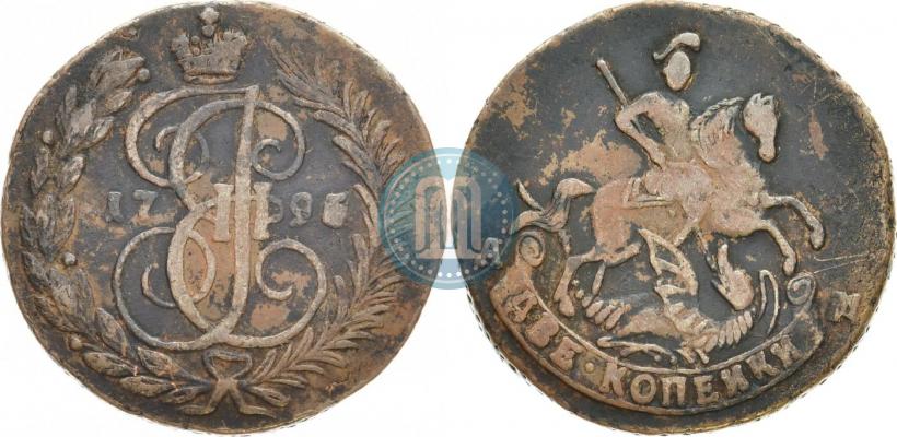 Фото 2 копейки 1795 года АМ 