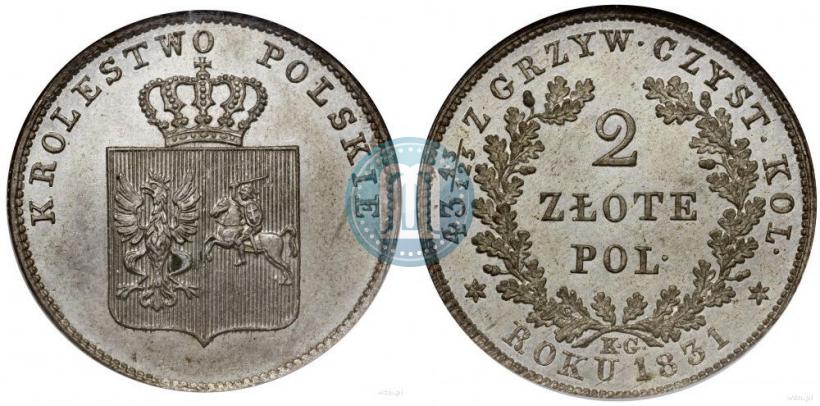 Picture 2 złote 1831 year KG "Polish uprising"