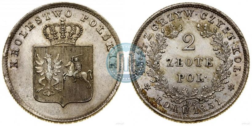 Picture 2 złote 1831 year KG "Polish uprising"