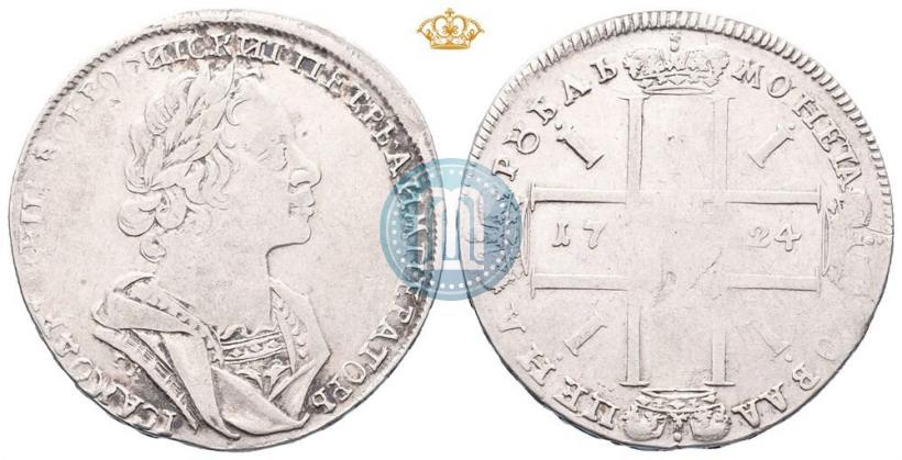 Фото 1 рубль 1724 года OK "Портрет в античных доспехах"